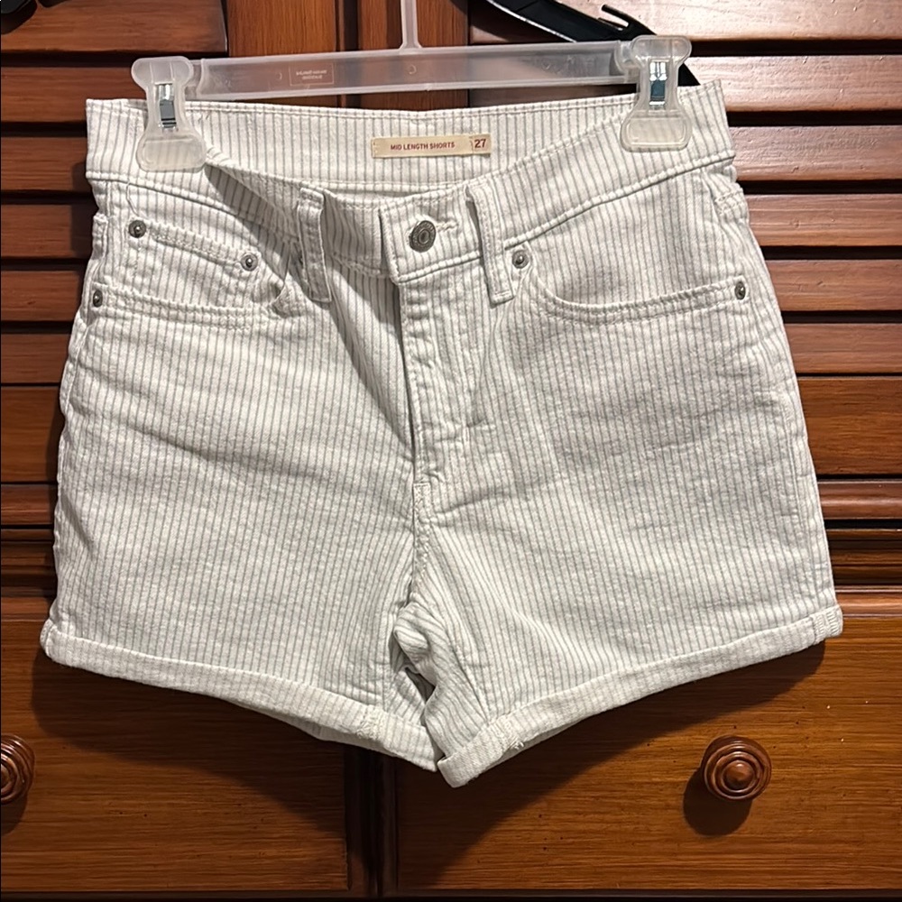 Women's Striped White Shorts